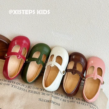 Кожени обувки Мери Джейн за малки принцеси; модела обувки в ивица с цип кука за деца; нескользящая обувки с мека подметка за момиченца от 1 до 8 години