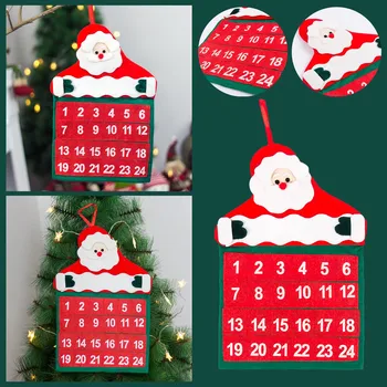 Коледен календар, Коледен календар за обратно броене Коледен velvet попарване календар, Коледна декоративна Гореща полилей с кристали