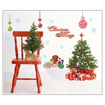 Коледна декорация, Стикери за декорация на стени, Коледно Дърво, Стикери за стъкло, Стикери за декорация на дома