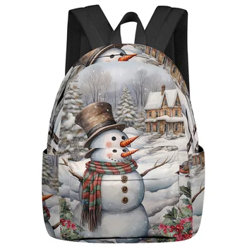 Коледни Училищни чанти за студенти с Плодов Снеговиком, Лаптоп, Обичай Раница За Мъже, Жени, Пътна Чанта за пътуване