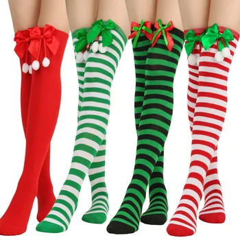 Коледни чорапогащи над коляното, топли чорапи, Дамски чорапи-гети, високи чорапи за ежедневна употреба, cosplay на Коледно парти