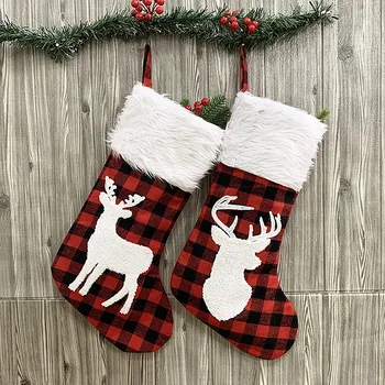 Комплект коледни чорапи от 2 теми, Големи изпъстрен с притежателите на елени, подарък пакет за семейна почивка, украса за Коледното парти
