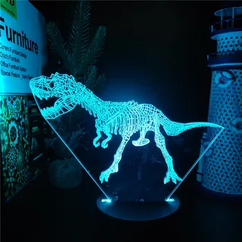 Костите на Динозаврите тиранозавър рекс Rex 3D Лампа Аниме Животно Led нощна светлина Цветни Лампи Декор Спални Маса Lmape Манга Подаръци