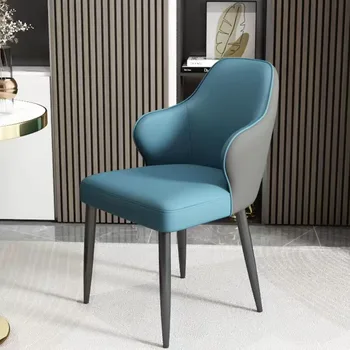 Красиви и модерни трапезни столове от синя кожа, както и столовете за къмпинг, на открито, Луксозни подови Индивидуални кухненски мебели