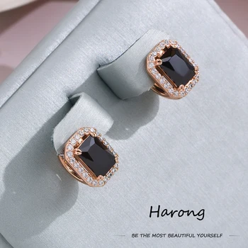 Луксозни обеци Harong с голям кристал на цирконий, благородни Класически бижута, подаръци, обеци-халки за любов, сватба