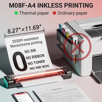 Мини принтер за печат с формат 210 мм, многофункционална печатна машина за етикети с QR-код