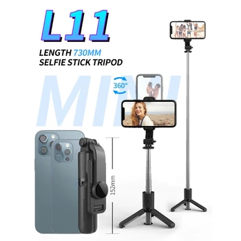 Мини статив L11 selfie stick, идеалната дължина 103 cm, Със статив и автоспуском Bluetooth; за iPhone 11 12 13 14Pro Max