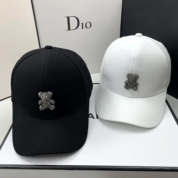 Моден дизайнер лятна бейзболна шапка за жени, корейски мечка див планински кристал, шапки Панама улица поп открит очила хип-хоп шапка
