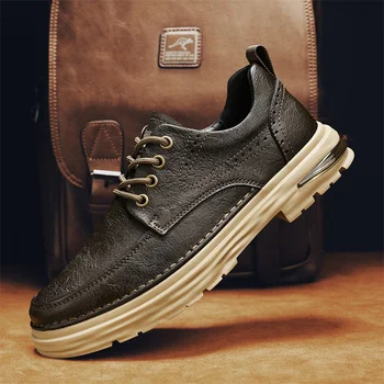 Модерен Класически Мъжки Ежедневни обувки, Ново прием на 2023 г., Мъжки Удобна Бизнес Обувки, Кожени универсална Мъжки Обувки За Шофиране Дантела
