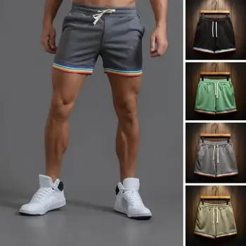 Модерни Къси спортни панталони с дъга белезници, Свободни джоггеры за бодибилдинг, Стръмни и къси панталони