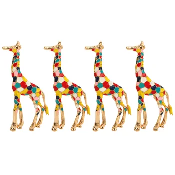 Мультяшная брошка във формата на жираф, Щифтове, Мода брошка във формата на жираф, Елегантна цветна форма на Жираф от алуминиева сплав, Изискана за пазаруване