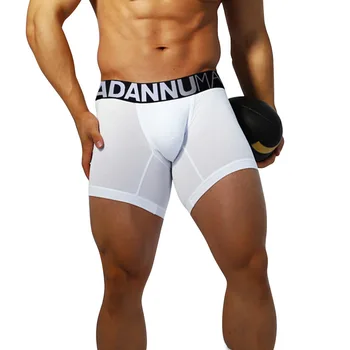 Мъжки боксерки ADANNU, обикновена, със средна талия, оформяйки фигура, Дишаща калъф за стягане на задните части, спортни боксови панталони, без следи
