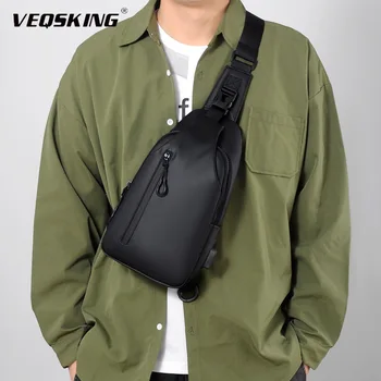Мъжки водоустойчив нагрудная чанта със защита от бръчки, проста USB зареждане, чанта за крайградски пътувания, Градинска чанта през рамо Унисекс