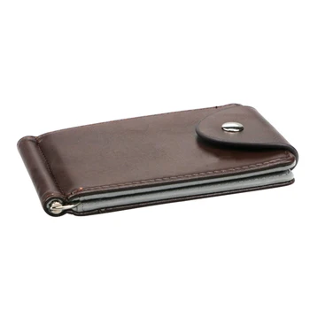 Мъжки портфейл-портмонето с къс дизайн, модни обтегач от изкуствена кожа, здрава за пари, карти, монети