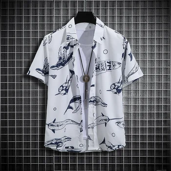 Мъжки тропически риза с къс ръкав и принтом, ежедневни блузи Унисекс S-5XL