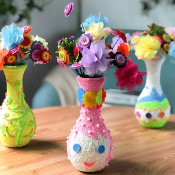 Набор от материали за вази със собствените си ръце Букет от копчета на Играчки от снежинки Занаяти, изработени ръчно изработени Ваза от цветни снежинки Детски играчки от глина Декор на стая