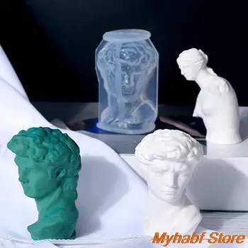Направи си САМ 3D Статуята на Давид Силиконова форма от смола под формата на Давид/Венера/Зевс за Свещи са ръчно изработени, Форма за сапун, Скърпвам, Торта за печене Кубчета лед