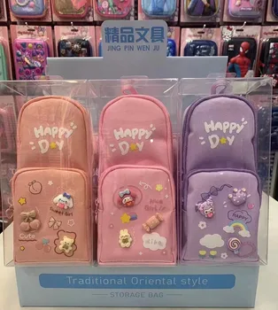 Нов Sanrio Скъпа Раница Kuromi Melody за Полагане на Ръце, Чанта за Моливи Високо Външния вид, Чанта за Моливи За Деца, Многослоен молив случай