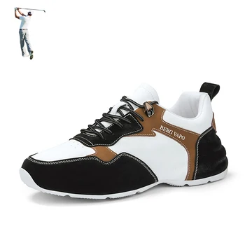 Нова готина мъжки спортни обувки за тренировки голфъри Удобни младежки ежедневни Обувки за голф и фитнес Кожени обувки