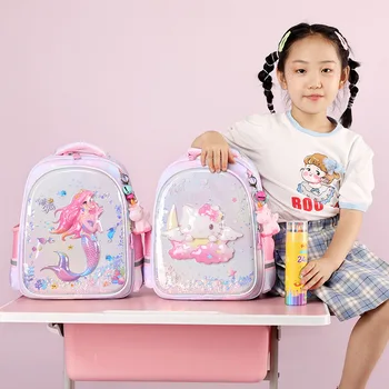 Нова детска чанта за училище с шарени от анимационни, детски чанта с модерен принтом, раница за детска градина с голям капацитет