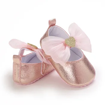 Нова Скъпа Детски Обувки, Обувки за Детски Ясли, Детски Обувки, Обувки на Принцесата с Лък и Цвете, Изкуствена Кожа