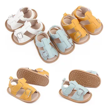 Нови детски сандали, Летни сандали за малки момчета и момичета, Мека подметка, от изкуствена кожа, устойчива на плъзгане обувки за новородени, деца, Първо ходунков, Бебешко кошче (безплатно)