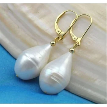 Нови очарователни обици от бяла естествена перла 10-14 мм AAA Akoya