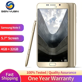 Оригинален Samsung Galaxy Note 5 N920A N920T N920V N920P 4G Мобилен телефон 5,7 
