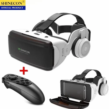Оригинален VR Очила за виртуална реалност 3D Скоростна Стерео Слушалки VR Google Cardboard Каска за IOS Android Смартфон, Безжична Рокер