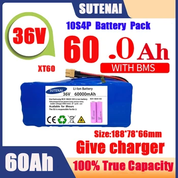 Оригинална батерия 36V 10S4P120Ah акумулаторна батерия 500W висока мощност 42V 120000mAh електрически велосипед Ebike BMS + 42V2A зарядно устройство