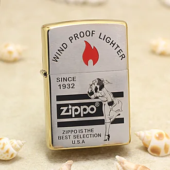 Оригинална маслена запалка Zippo Girl in the Wind, медни ветроупорен цигари, маслени запалки, подарък с код за защита от фалшификати