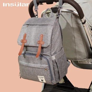 Остров чанта-раница за памперси, чанта за мама и бебе, богат на функции водоустойчива чанта за пътуване на открито, чанти за памперси за гледане на дете