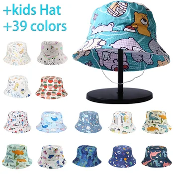 Панама Лятна детска памучен мультяшная панама за момчета с принтом динозавър за малки момичета, Солнцезащитная шапка с цветен модел, детска шапка