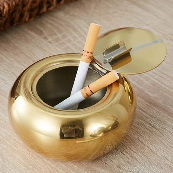 Пепелник във формата на барабан с капак, Дебели Накрайника за цигари от неръждаема стомана, Креативни Аксесоари за Дома, Декорация на работния плот