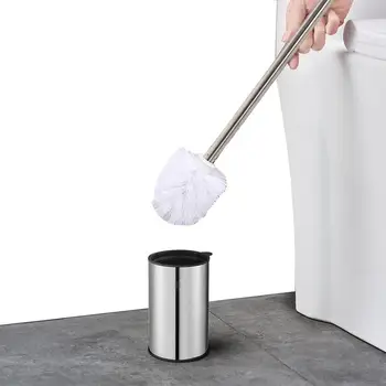 Пластмасова четка за тоалетна с дръжка от неръждаема стомана с мека четка, почистващи препарати за баня, домакински четки за почистване, 30E