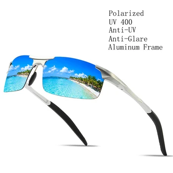 Поляризирани Слънчеви очила Мъжки Спортни Слънчеви очила за шофиране UV400 Защита Алуминиева рамка Огледални слънчеви очила Очила за Реколта
