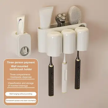 Поставка за четка за зъби, стенен държач за четка за зъби, компактна поставка за баня, аксесоари за грижа за устната кухина и опаковка за сокове
