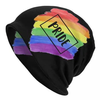 Преливащи се цветове на шапки-абсорбатори за ЛГБТ-прайда, модни вязаная капачка за жени, мъже, топли зимни шапки за гейове, лесбийки