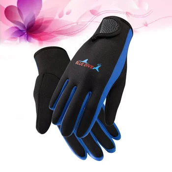 Ръкавици за гмуркане за мъже и жени Носят без ръкавици, превенция драскотини при подводния на плуване (синята лента L)