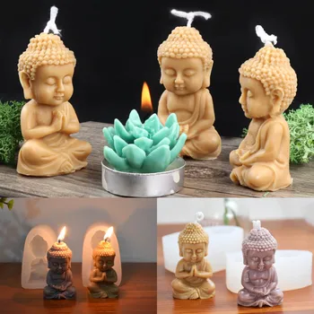 Силиконова форма за свещ на Буда, украса за дома, 3D форма за гипсового сапун 