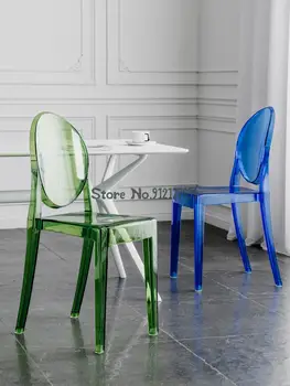Скандинавски прозрачен стол с мрежа, Червен Ресторант Акрилна Кристална Стол, Творчески Дяволската маса за хранене, стол, Домакински пластмасов стол за грим