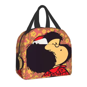 Случайна чанта за обяд Quino Комикси Mafalda за децата и жените, Разменени хладилник, Термална кутия за обяд, Офис работа, училище, Преносими чанти за пикник