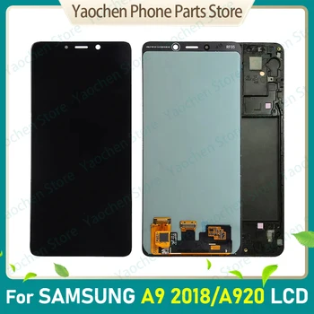 Супер AMOMLED Оригинален LCD дисплей За Samsung A9 2018 A920 LCD A920 LCD дисплей За Samsung A920 A9 2018 LCD сензорен дисплей и цифров преобразувател в Събирането на