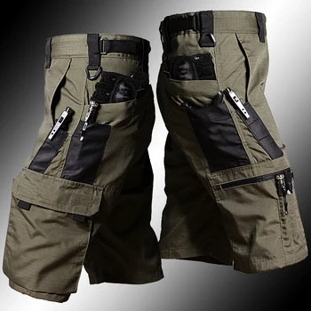 Тактически армейските улични зелени панталони-карго, камуфляжные спортни къси панталони за специалните сили на сащ, Летни капри с много джобове, модерни висококачествени