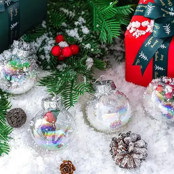 Топки за Коледната елха Цветове на дъгата Прозрачни Висящи украшения Наполняемые топки-украшения За парти в навечерието на Коледа Интериор елхи