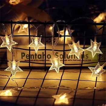 Топла Светлина във формата На звезда, 3 м, 6 м led страхотна гирлянди AA батерии Празнична Коледно парти Сватбена украса във вид на Гирлянди