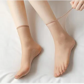 Три Чифта чорапи с кристали от същия цвят, За жени, тънки, без следа приклеенные, нескользящие, с масаж ходила, Къси чорапи-чехли