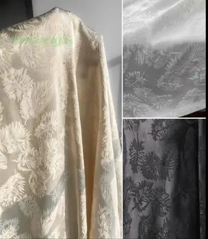 Триизмерна жаккардовая плат с шарени листа, тисненая плат в китайски стил против бръчки, дизайнерски плат за дрехи.