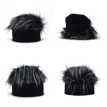 Унисекс Шапка с коса, зимна шапка от акрилни влакна, чудесен подарък за Коледа, директна доставка