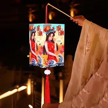 Фестивалният фенер средата на есента, Преносим фенер ръчно изработени, пластмасова рамка, led лампа, Традиционен фестивал фенер в китайски стил, Домашен лампа